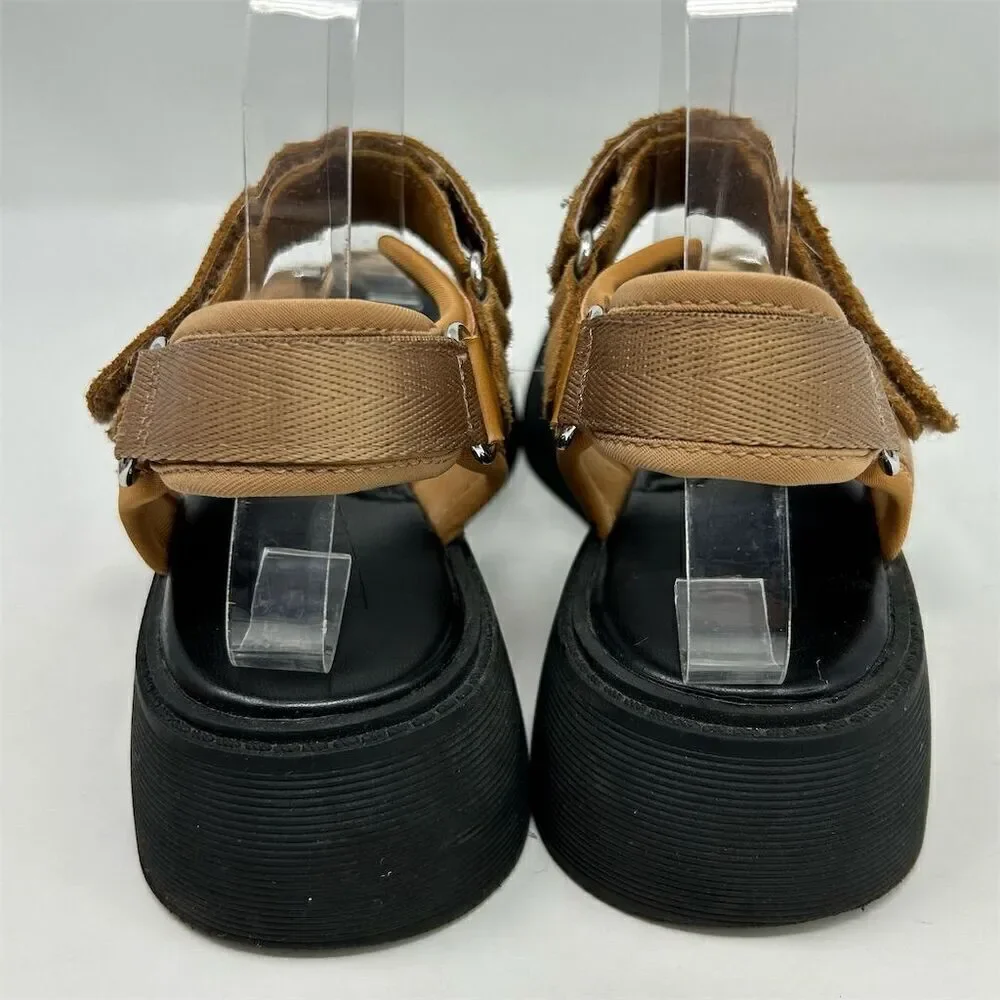Zara Women's Brown Strappy Slingback Platform Sandals Size 6.5 (EU 37) Summer - Picture 10 of 16